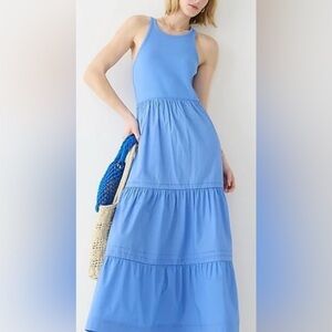 J. Crew Blue Spaghetti Strap Sundress Midi